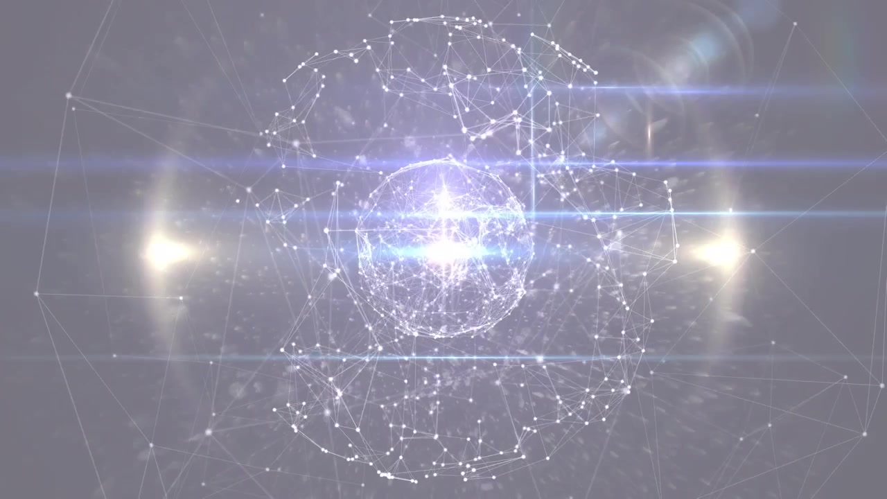 Animazione di rete di connessioni e globo su sfondo nero