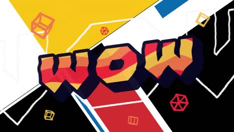 animation of wow text on colourful background