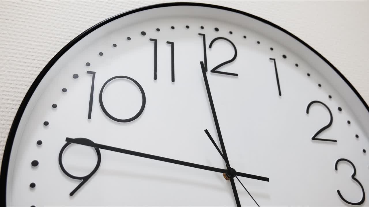 Close up of a wall clock ticking fast