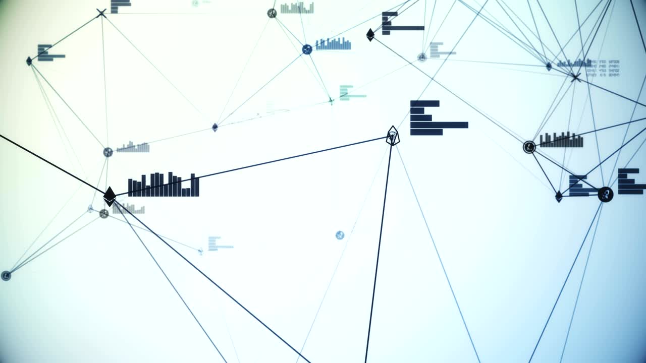 Futuristic abstract blue cryptocurrency network connection seamless animation