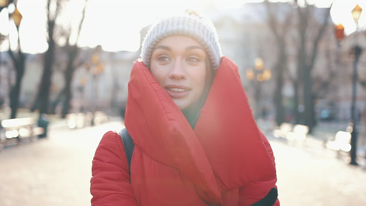 Woman in winter coat and hat
