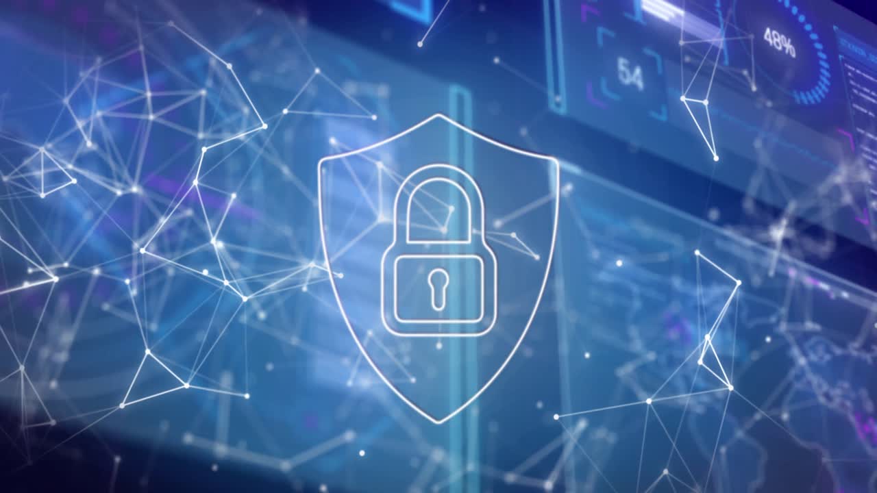 animación de la red de conexiones e icono digital en la interfaz