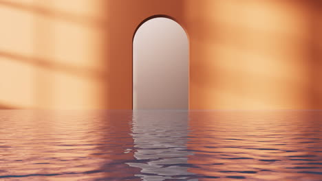 empty room with water surface, 3d rendering.