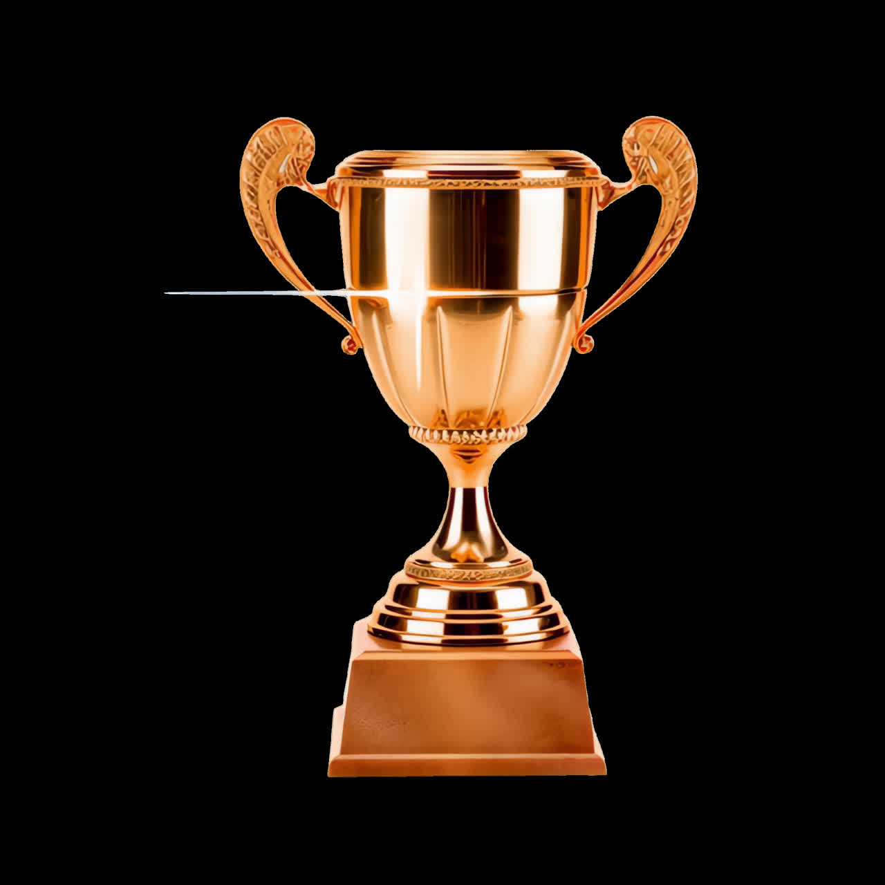 Golden trophy with elegant design animation isolated asset, transparent 4K video, alpha channel