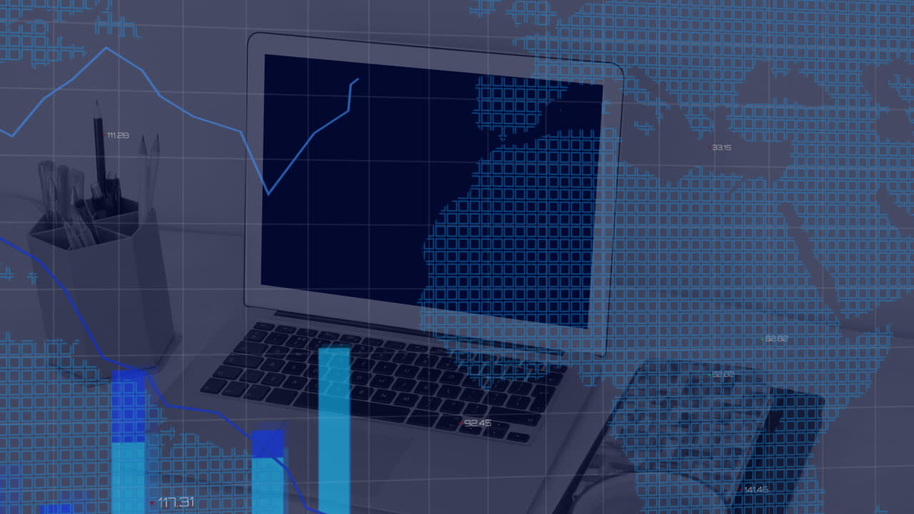 animación del mapa del mundo en la oficina