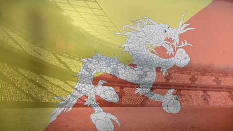 animation of flag of bhutan over sports stadium