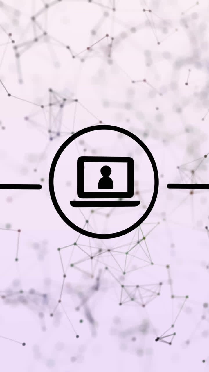 animación de la red de conexiones con iconos sobre fondo blanco