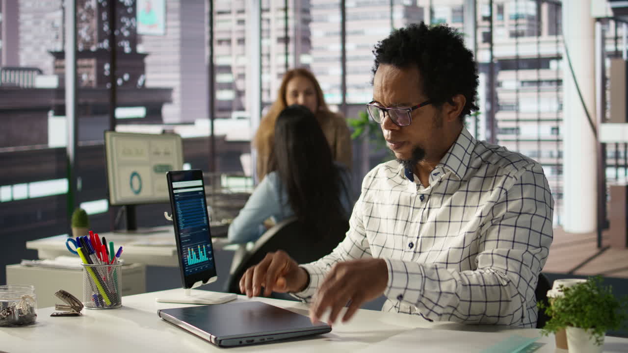 Business professionals working in modern office