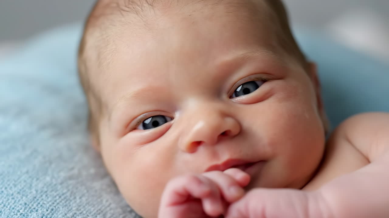 Close-up Portrait of a Sweet Newborn Baby