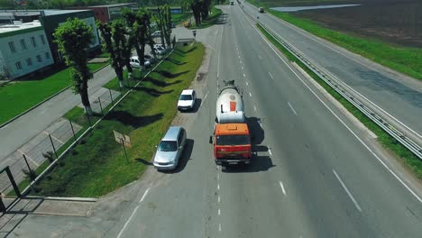 concrete mixer with transport trucks. concrete mixer truck on highway road