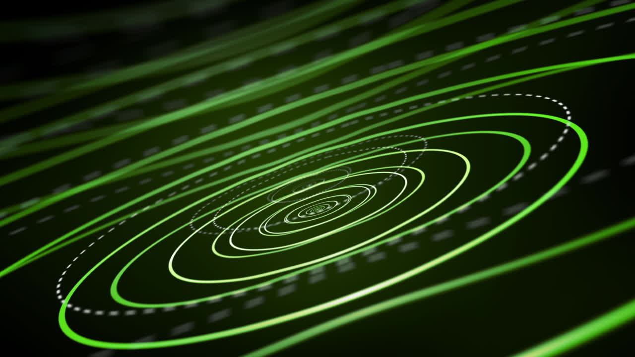 복잡한 녹색 패턴을 특징으로하는 배경으로 과학적 움직임의 동적 영상
