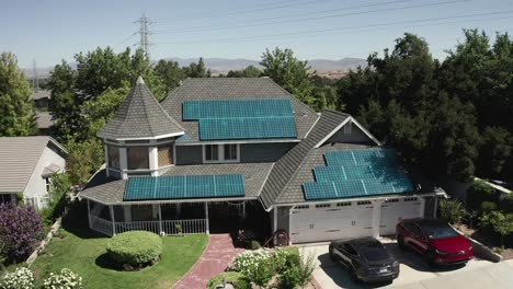 self-sufficient eco home absorbing sunlight for electric cars and household use, vfx graphic concept