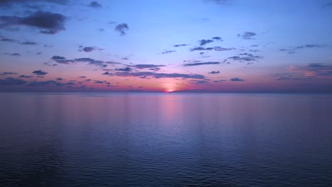 gorgeous aerial top view flight sunset clouds sun ocean beach, chang island thailand 2022