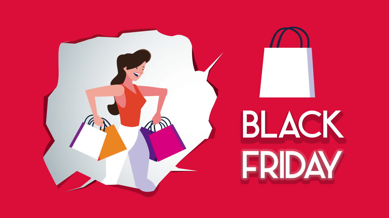 블랙 프라이데이에 쇼핑하는 여자