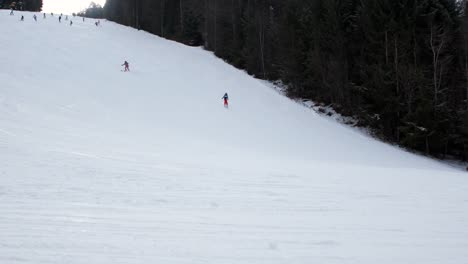 skiers descend on an artificial track