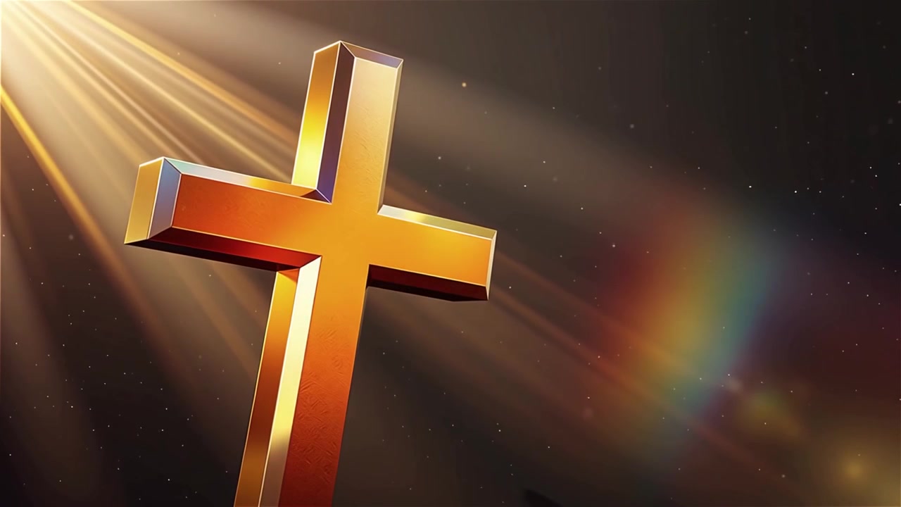 Croce Cristiana Luce Celestiale Sfondo per il Culto.