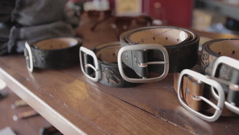 handcrafted leather belts with metal buckles