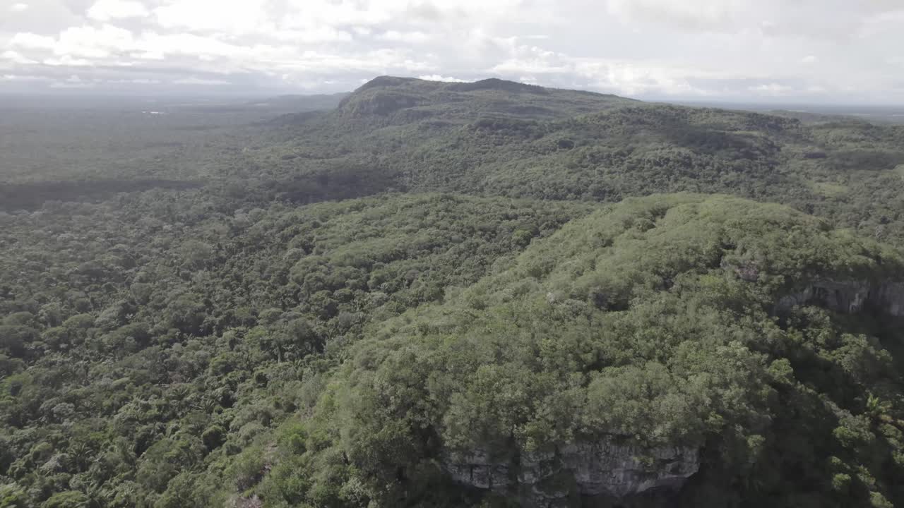 Aerial View Over Cerro Azul In Guaviare, Colombia On A Cloudy Day - drone shot