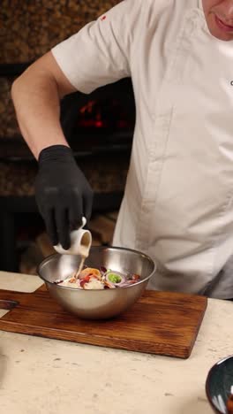 chef preparing a salad