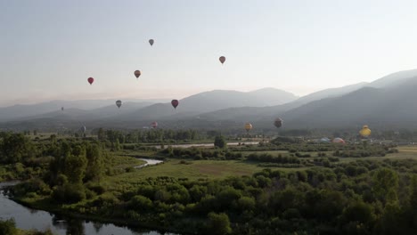 4K-Aerial-Drone-Footage-of-Hot-Air-Balloon-Festival-in-Steamboat-Springs-and-the-Yampa-River-Valley-in-Colorado