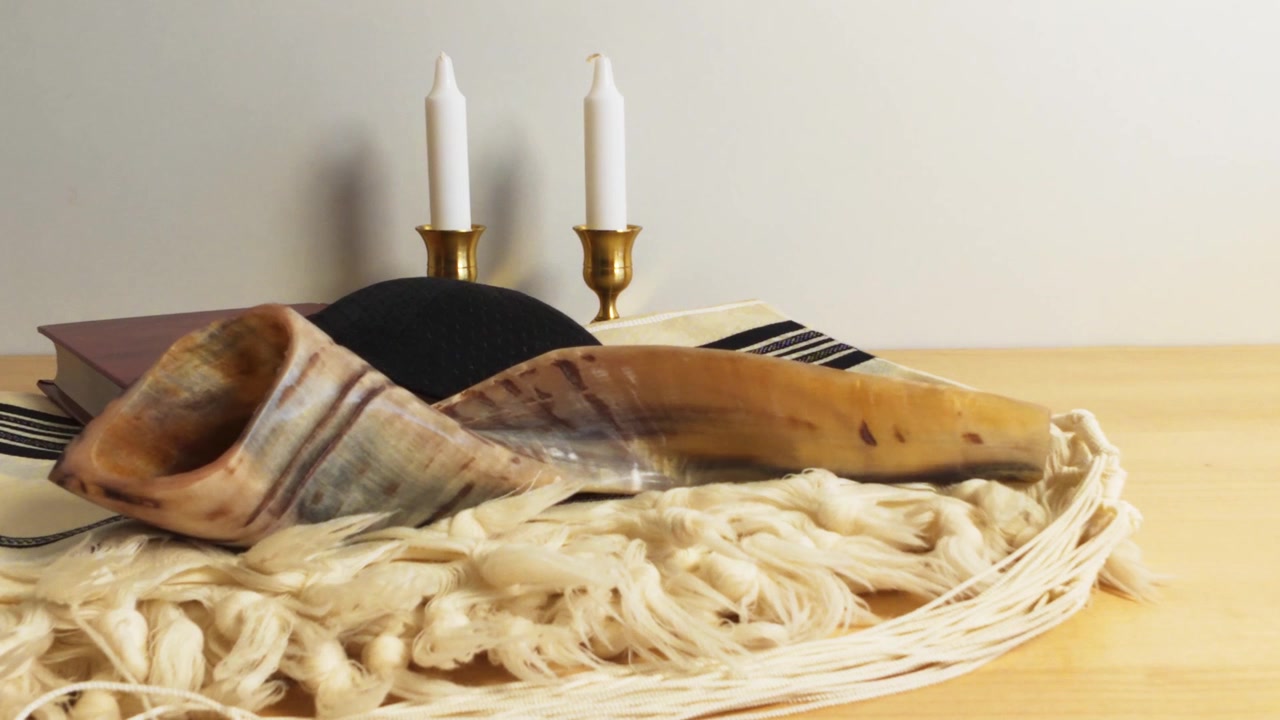 Rosh hashanah celebration with shofar and torah