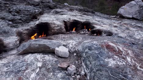 eternal flames: ancient ruins burning