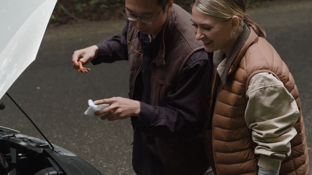 Checking car engine oil