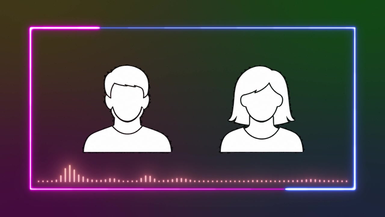 Avatar maschili e femminili animati con visualizzazione dello spettro audio