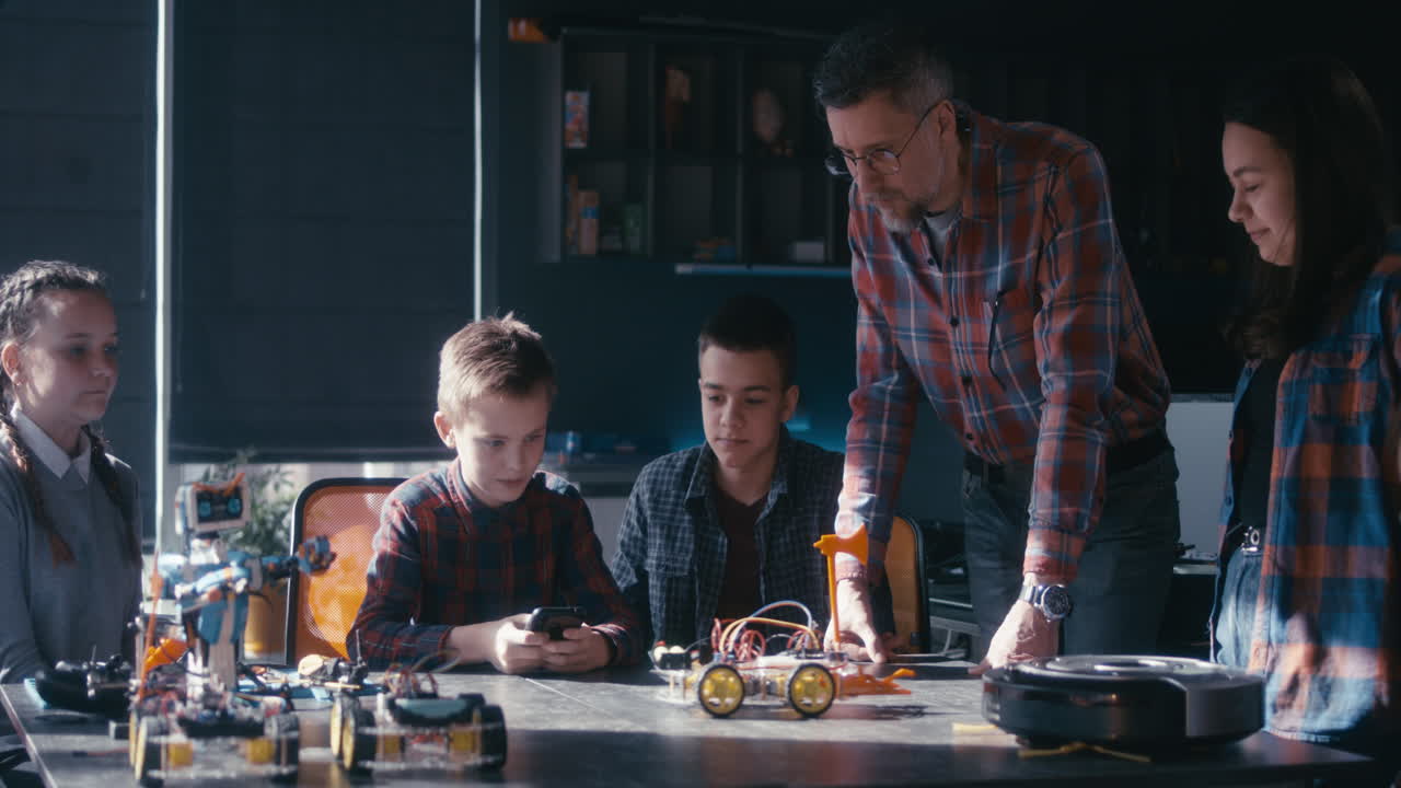 estudiantes aprendiendo sobre robótica