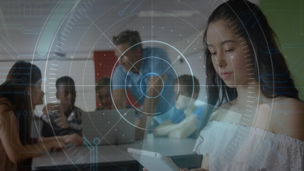 교실에서 태블릿으로 공부하는 학생들을 대상으로 인터페이스 애니메이션을 목표로합니다.