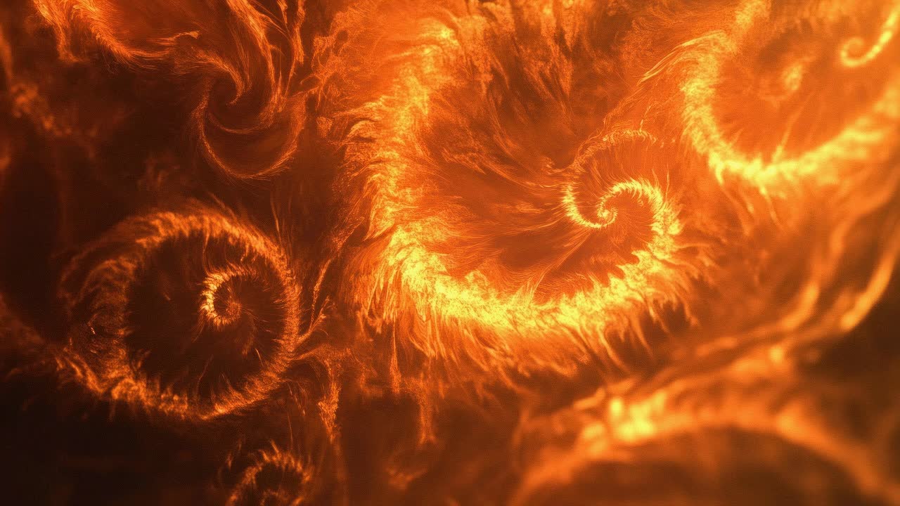 Dynamic spiral of fiery orange and blue swirls, creating a mesmerizing vortex effect