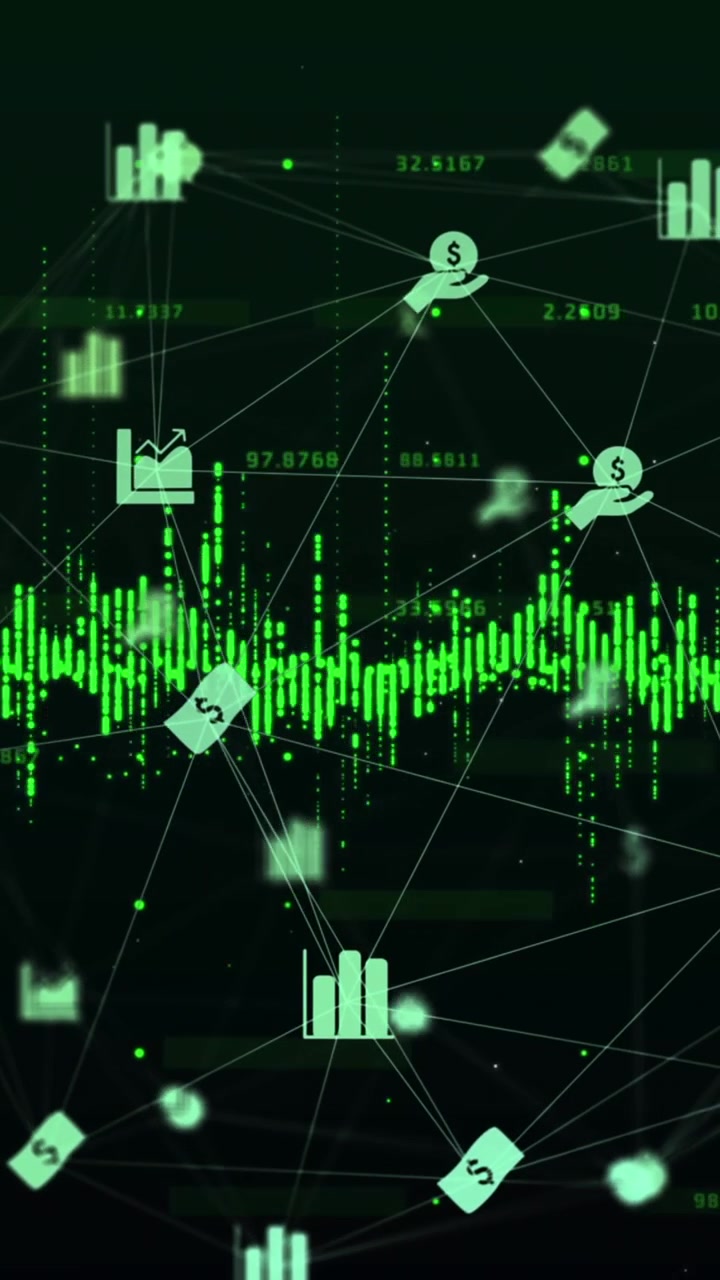 Globe of network of digital icons spinning against data processing