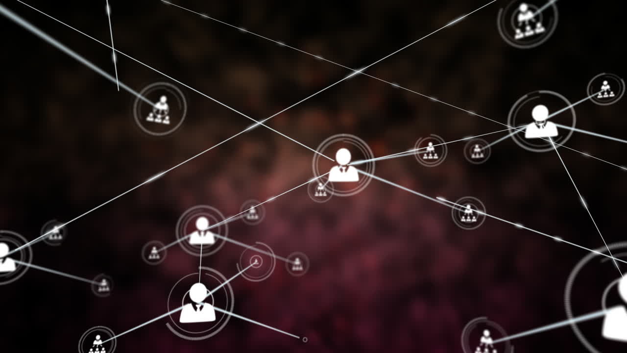 Animation of network of digital icons against textured background