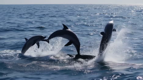 dolphins jumping in the ocean