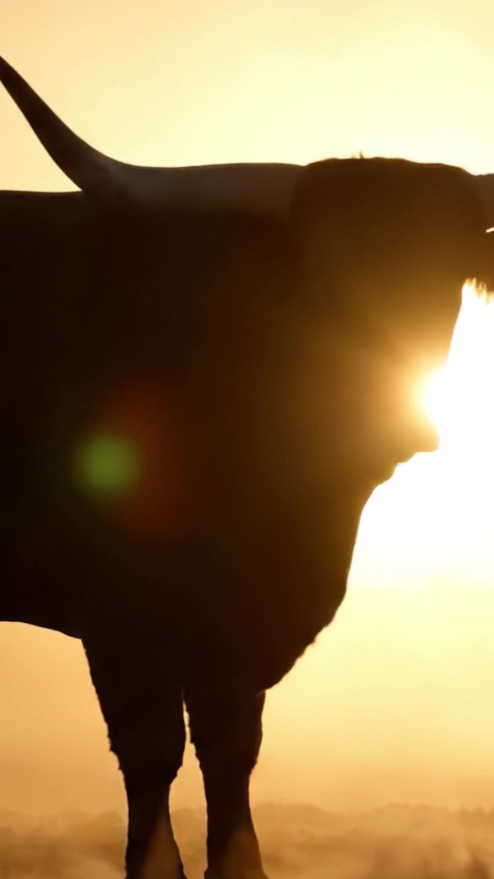 Sagoma di mucca contro un orizzonte luminoso: catturando l'essenza tranquilla della vita rurale al crepuscolo.