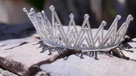 silver bridal crown for the bride's wedding in the garden - close up