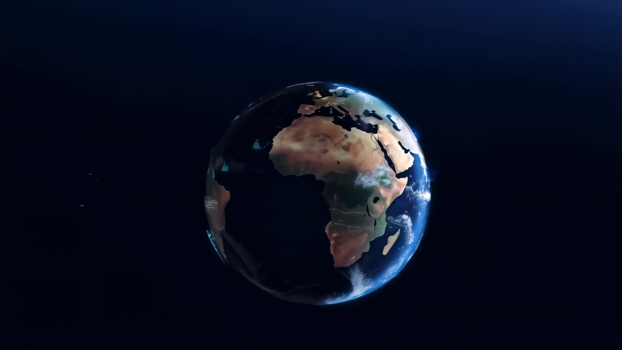 Digital Earth Globe with Global Network and Data Visualization