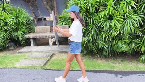 woman skateboarding outdoors