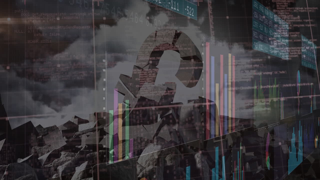 金融データ分析 アニメーション 岩の景色 質問符