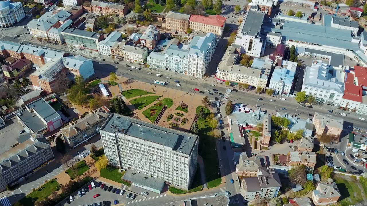 Aerial view of residencial district. Building city abstract aerial drone view