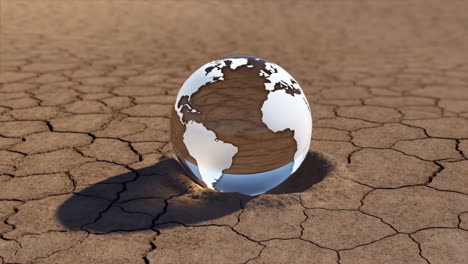 earth globe on cracked dry land representing climate change and drought