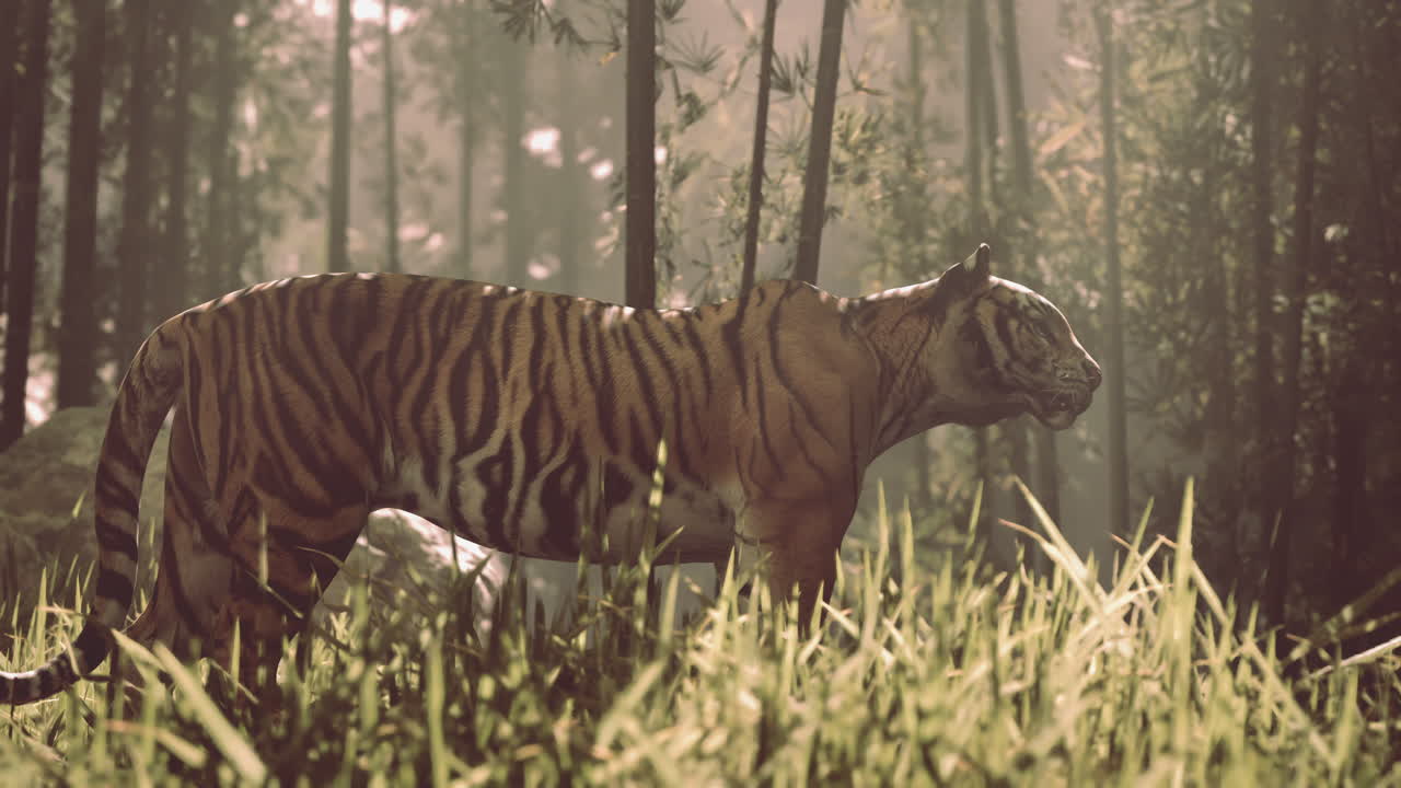 Portrait of a tiger stalking prey in the jungle