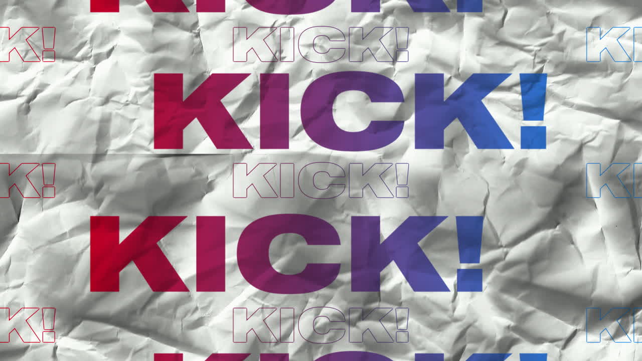 animación del texto de patada en repetición sobre fondo blanco