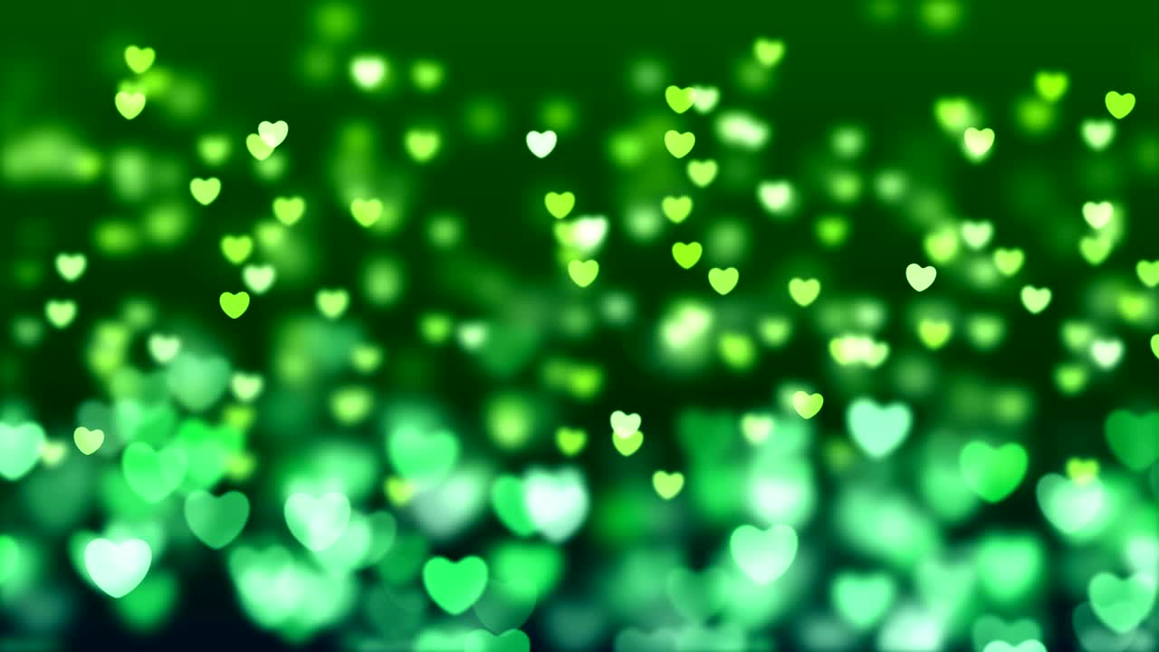 4k fondo de corazón verde suave (en bucle) video de stock