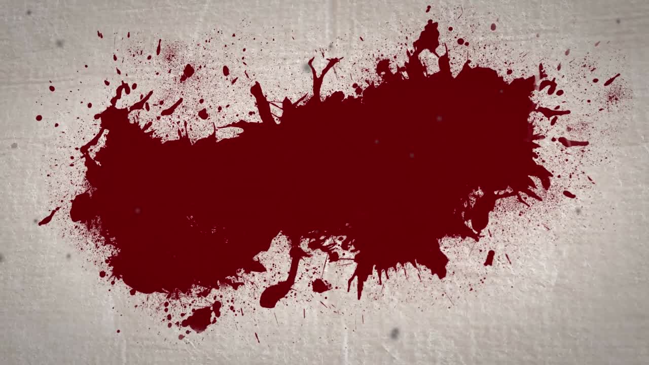 animación de una mancha de sangre sobre un fondo beige
