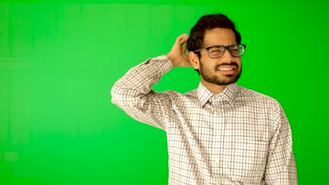 indian guy express emotion with green background green screen