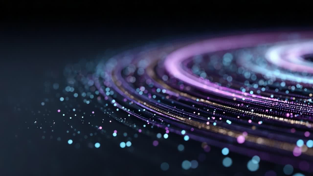A Stunning Visualization of Colorful Data Streams in Motion, Highlighting the Beauty of Abstract Digital Art with Vibrant Particles and Fluid Lines