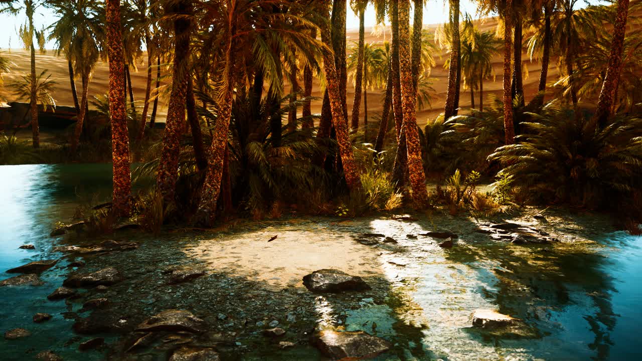 Palmetræer i Sahara-ørkenen