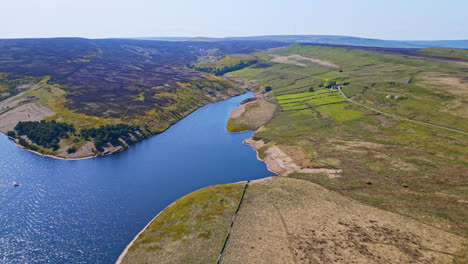 aerial footage of winscar reservoir yorkshire uk