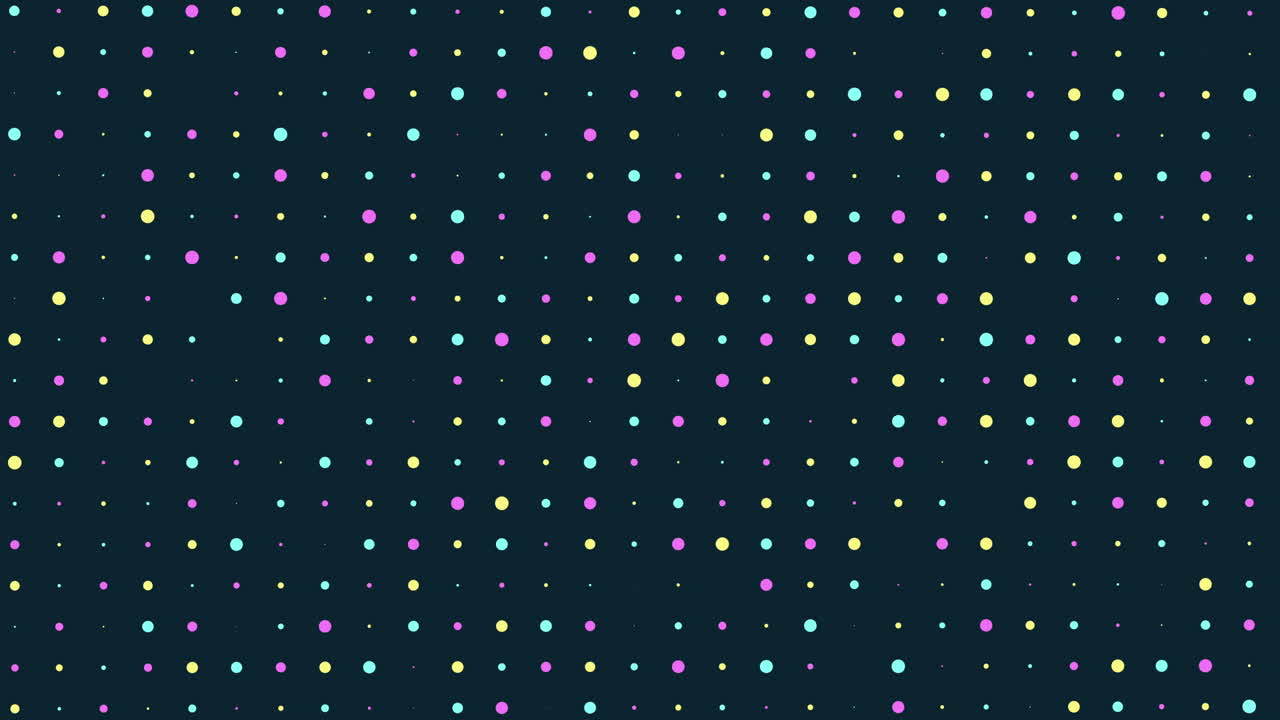 Colorful dot grid pattern on black background